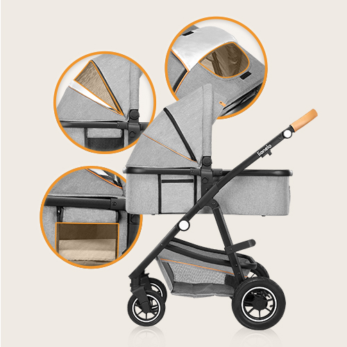 lionelo Amber 3 w 1 Black Silver — Wózek wielofunkcyjny